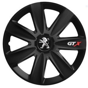 Set 4 Capace Roti GTX Carbon Negru R16, Compatibil Cu Peugeot - Img 1