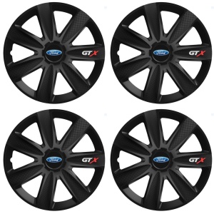 Set 4 Capace Roti GTX Negru Carbon Ford, R14 - Img 2