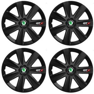 Set 4 Capace Roti GTX Negru Carbon Skoda, R17 - Img 2