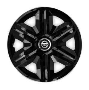 Set 4 capace roti hubcaps fast black R15 pentru gama auto Nissan - Img 1