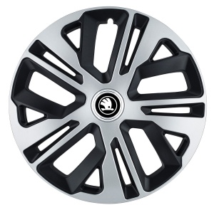 Set 4 Capace Roti R16 inch, pentru Skoda Alb Negru, model Raven Mix