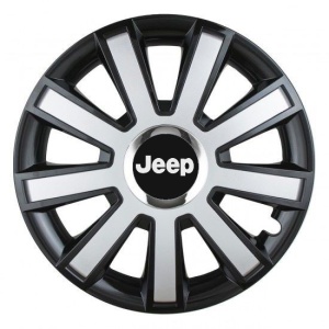 Set 4 capace roti Silver/black cu inel cromat R14 pentru gama auto Jeep - Img 1