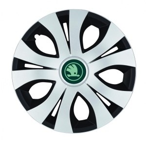 Set 4 Capace Roti Top Gri-Negru R15, Compatibil Cu Skoda Nou Verde