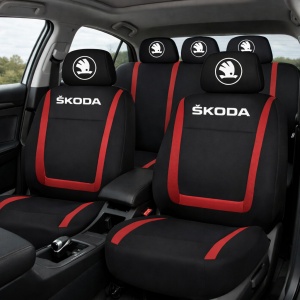 Set Huse Scaune Universale Compatibile cu Skoda Nou – Negru/Rosu - Img 2