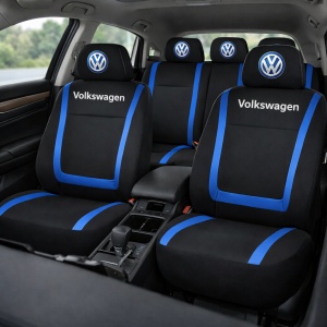 Set Huse Scaune Universale Compatibile cu Volkswagen – Negru/Albastru - Img 2