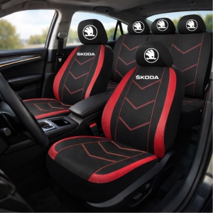 Set Huse Scaune Universale HLX6 Compatibile cu Skoda NOU – Negru/Rosu - Img 2