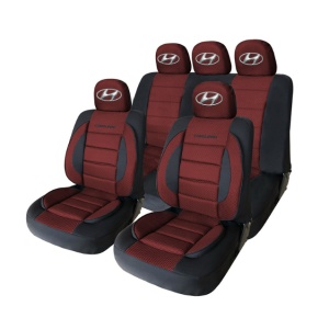 Set Huse Scaune Universale Premium Carguard Personalizate cu Hyundai – Negru/Visiniu