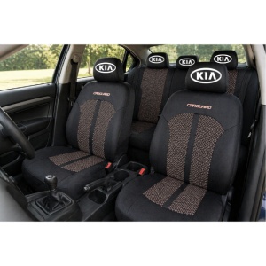 Set Huse Scaune Universale Premium Carguard Personalizate cu Kia – Negru/Bej - Img 2