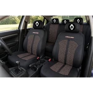 Set Huse Scaune Universale Premium Carguard Personalizate cu Renault – Negru/Bej - Img 2