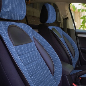 Set Huse Scaune Universale Racing, Albastru cu Negru Personalizate cu Nissan - Img 4