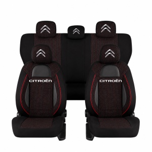 Set Huse Scaune Universale Racing, Negru Personalizate cu Citroen