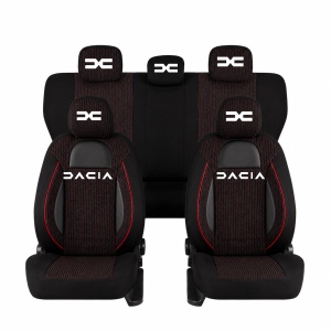 Set Huse Scaune Universale Racing Negru Personalizate cu Dacia Nou
