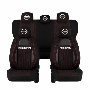 Set Huse Scaune Universale Racing Negru Personalizate cu Nissan