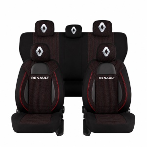 Set Huse Scaune Universale Racing Negru Personalizate cu Renault
