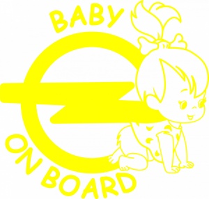 Sticker auto Baby on board opel fetita, 17x15cm, galben