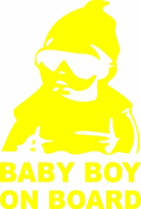 Sticker auto "Baby on board simpatic'', 18x12cm, galben