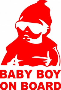 Sticker auto "Baby on board simpatic'', 18x12cm, rosu