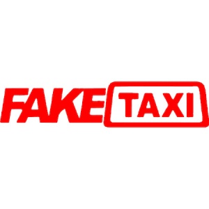 Sticker auto "Fake taxi'', 25x5cm, Rosu