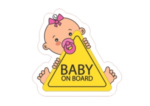 Sticker auto reflectorizant Baby girl on board 20x20 cm
