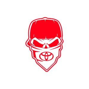 Sticker auto ''Skull gangsta toyota'', 20x13cm, rosu