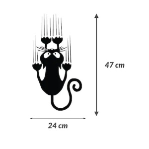 Sticker Autocolant Decorativ de Perete Pisica, 47×24 cm, Negru, Oracal - Img 2