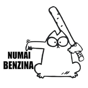 Sticker clapeta rezervor auto, culoare neagra, " Numai Benzina "