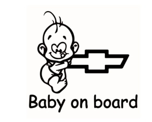 Sticker decorativ auto, logo Chevrolet, Baby on Board 15x12 cm, Creative Rey®
