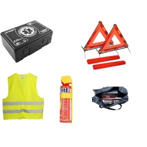 Kit siguranta auto IDL© omologat R.A.R cu valabilitate 5 ani, 1x Trusa prim ajutor, 2 xTriunghiuri,1x Stingator tip spray 1000ml, 1xVesta reflectorizanta alaturi de Geanta pentru depozitare