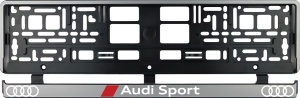 Set 2 bucati, suport numar inmatriculare argintiu Audi Sport