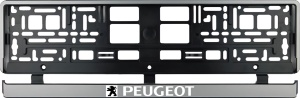Set 2 bucati, suport numar inmatriculare argintiu Peugeot