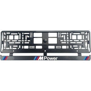 Set 2 bucati, suport numar inmatriculare Carbon, BMW MPower - Img 2