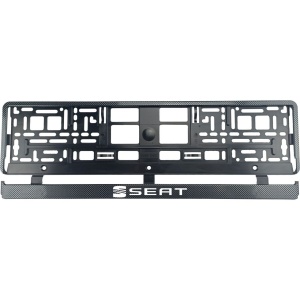Set 2 bucati, suport numar inmatriculare Carbon, Seat - Img 2