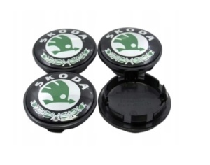 Set 4 Capace Janta Aaliaj SKODA 52MM Interior 56MM exterior, NEGRU cu VERDE - Img 4