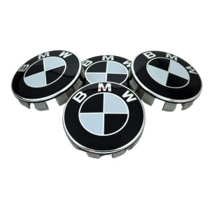 Set 4 Capace Jante Aliaj BMW – 68mm, Negru cu Alb
