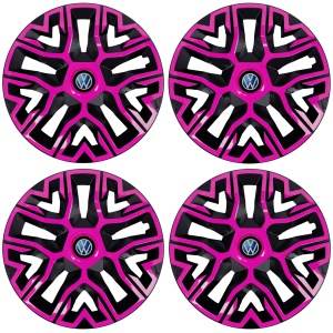 Set 4 Capace Roti 14 `` Best Roz-Negru, Compatibile Cu Volkswagen - Img 2