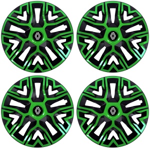 Set 4 Capace Roti 14 `` Best Verde-Negru, Compatibile Cu Renault Nou - Img 2