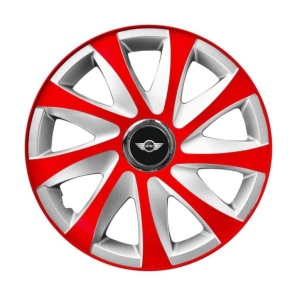 Set 4 capace roti 14 inchi R14 Drift Rosu-Gri, Compatibil cu Mini Cooper