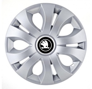 Set 4 Capace Roti 15 inchi (R15), Compatibil Cu Skoda Nou Alb-Negru, model Top Gri