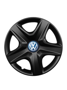 Set 4 capace roti 15 inchi (R15) compatibile VOLKSWAGEN, Model 340 Black, Sigla Albastra
