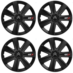 Set 4 capace Roti Gtx Carbon Negru R16, Pentru Citroen - Img 2