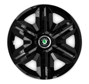 Set 4 capace roti hubcaps fast black R16 pentru gama auto Skoda - Img 1