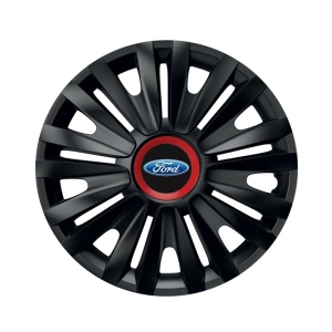 Set 4 capace roti Negre Cu Inel Rosu Royal R14 pentru gama auto Ford - Img 1