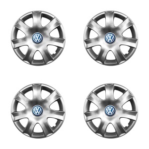 Set 4 capace roti potrivite jantelor de 15 inchi (R15) compatibile gama Volkswagen, model - 326, Sigla Albastra - Img 2