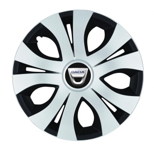 Set 4 Capace Roti Top Gri-Negru R15, Compatibil Cu Dacia
