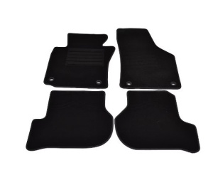 Set covorase auto DIN MOCHETA, PENTRU SKODA OCTAVIA 2 II DIN 6/2004-11/2012 SI VW Golf 5 11/2003-10/2008 FIXARE ROTUNDA NEGRU, 4 BUC.