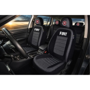 Set Huse Scaune Pentru FIAT DUCATO (2+1) 2006-2014, Premium Negru/Gri - Img 2