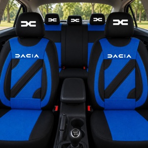 Set Huse Scaune Universale Nero Albastru Personalizate cu Dacia Nou - Img 2