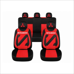 Set Huse Scaune Universale Nero Rosu Personalizate cu Mitsubishi