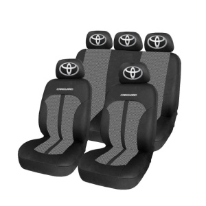 Set Huse Scaune Universale Premium Carguard Personalizate cu Toyota – Negru/Gri