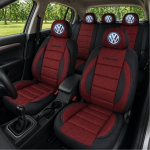 Set Huse Scaune Universale Premium Carguard Personalizate cu Volkswagen – Negru/Visiniu - Img 2